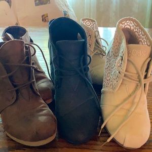 3 pair wedge heel booties